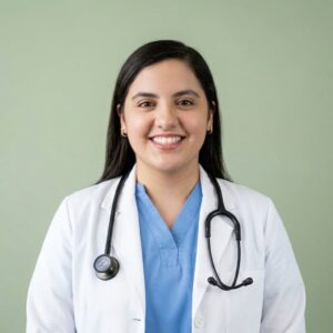 Dra. Marielos Gil, médica general que atiende en la farmacia de Kariel en Cobán